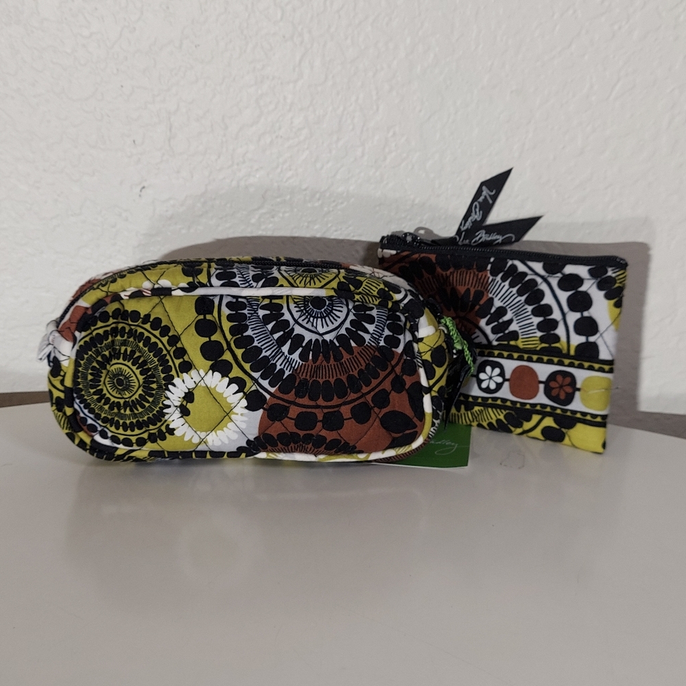 Vera Bradley Cocoa Moss Floral Quilted Coin Purse & Mirror Cosmetic Bag Lot NWT - Picture 2 of 15